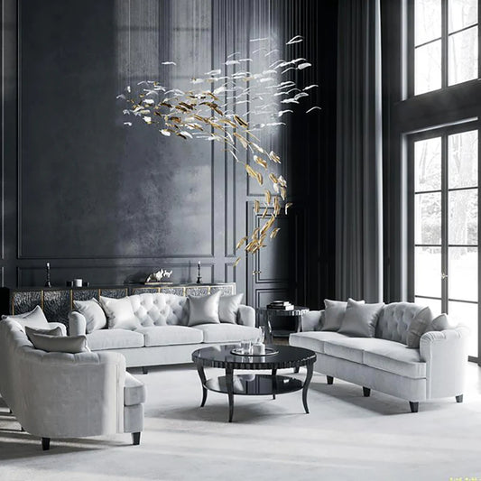 Feather Handblown Glass Chandelier