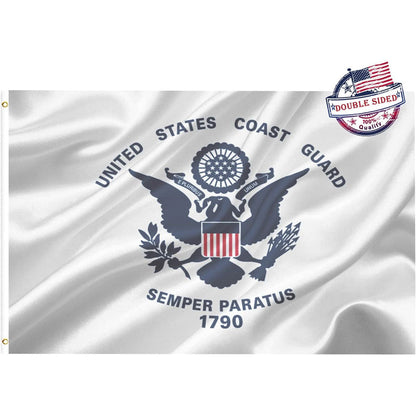 US Coast Guard Flag 3x5 Outdoor Double Sided- Heavy Duty 3ply United States Coast Guard Flag Super Durable 4 Rows Stitched Edge Canvas Header with 2 Brass Grommets