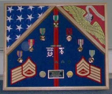 Flag Connections Marine Corps 2 Flag Shadow Box Display Case.
