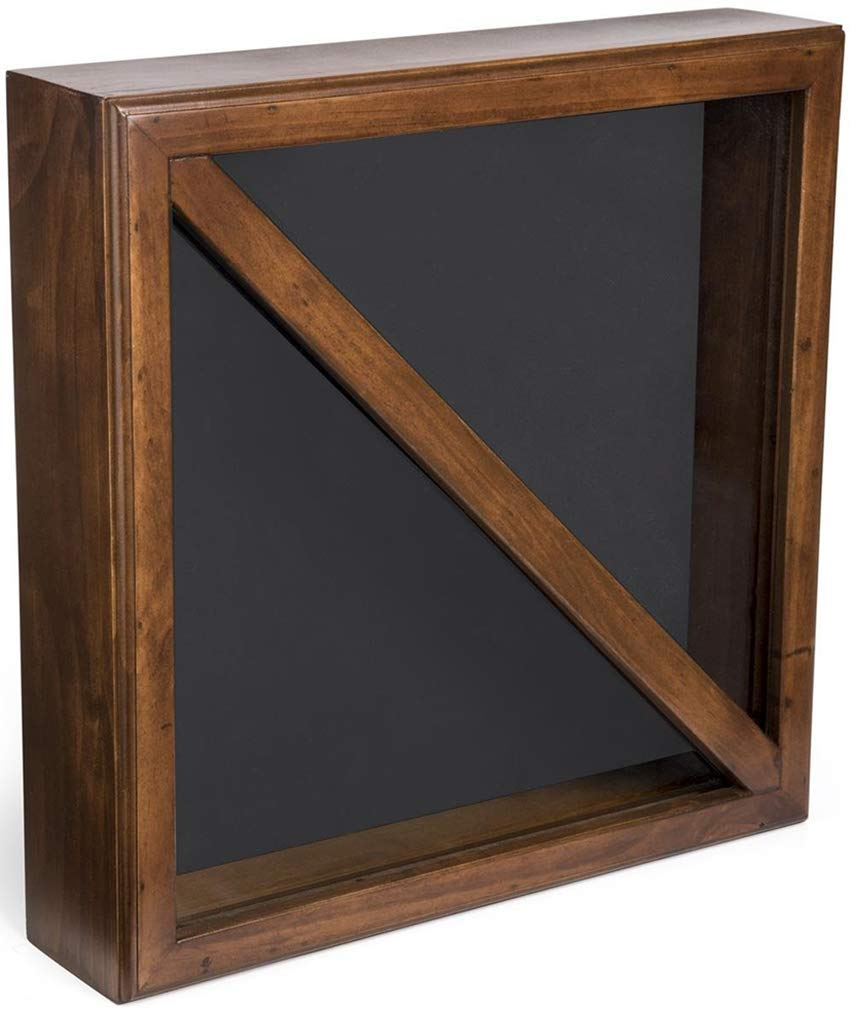 Flag Display Box, Tempered Glass & Pine Wood Construction – Cherry or Black Finish