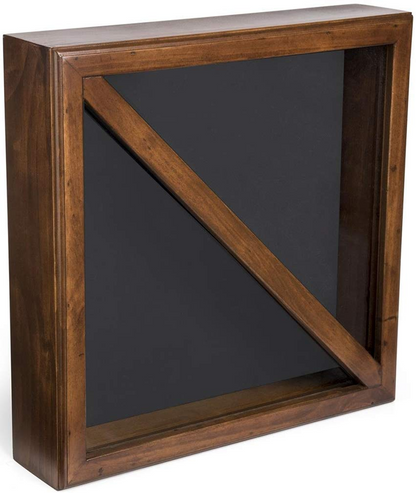 Flag Display Box, Tempered Glass & Pine Wood Construction – Cherry or Black Finish