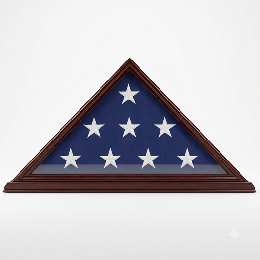Flag Display Case Frame Stand, Veteran Memorial for 5' X 9.5' Flag - Cherry Finish