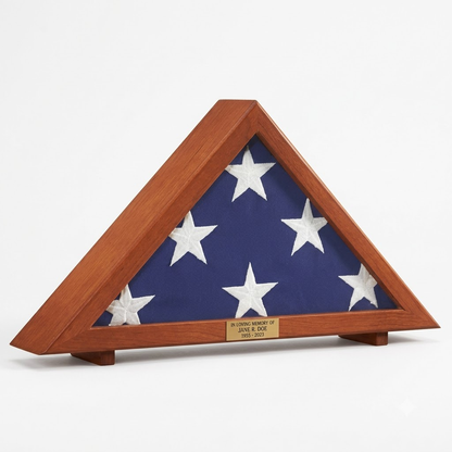 Flag Display Case Memorial with Personalized Brass Plaque