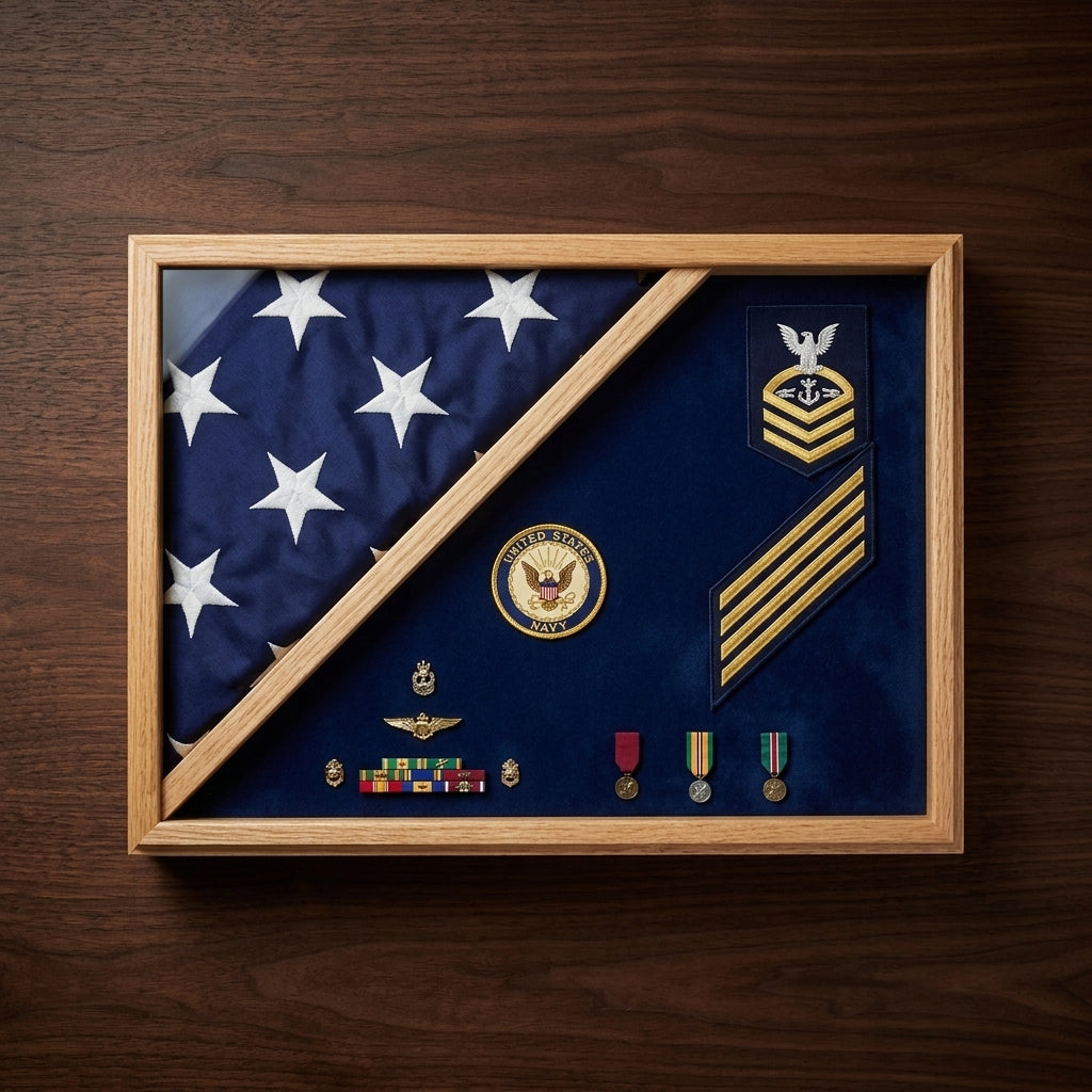 Flag Boxes,Flag Display Box - Oak