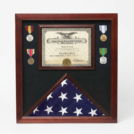 Flag Connections Flag Document Display Case, Wood, Made By Veterans