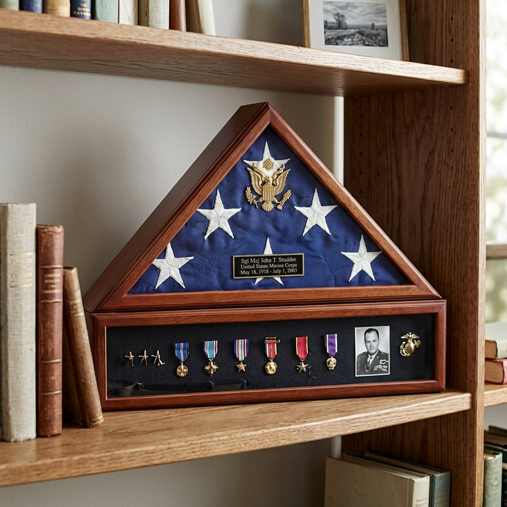 Presidential Flag Case and Medal Display Case - Presidential Pedestal Flag