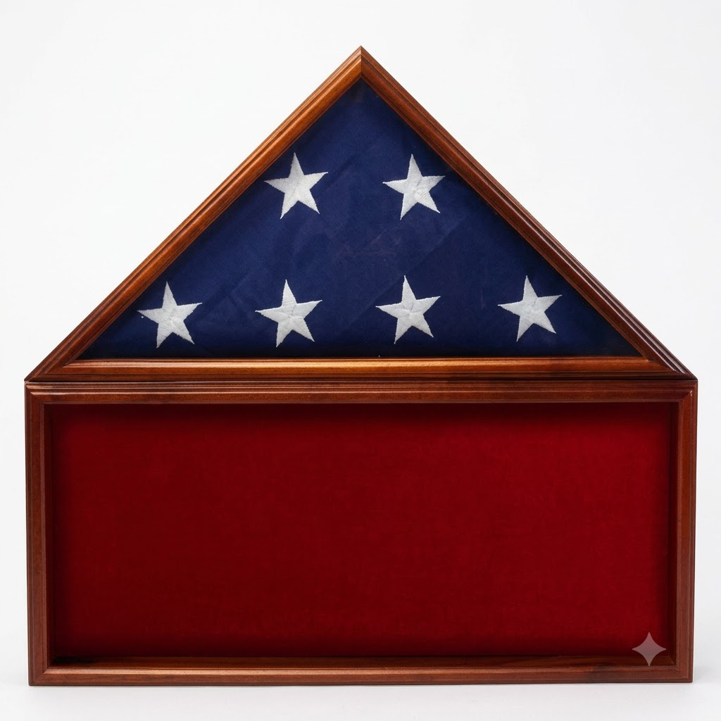Flag Memorabilia Display Case,Red Background,Flag Case
