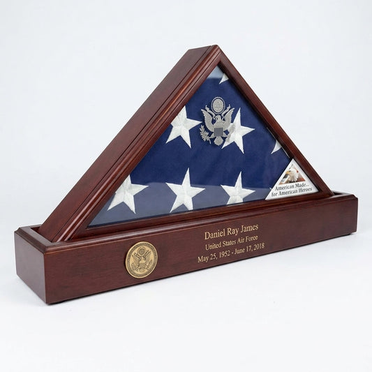 Flag and Personalized Pedestal Display Case