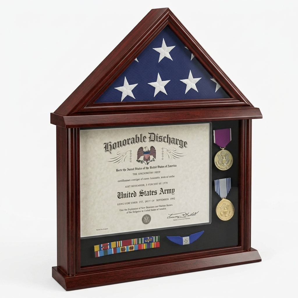 Flag Connections 3’x 5’ Flag Display Case Frame Shadow Box, with Certificate and Document Holder