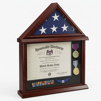 Flag Connections 3’x 5’ Flag Display Case Frame Shadow Box, with Certificate and Document Holder
