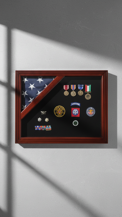 Flag Display Case American Flag Box Burial Flag Case. - Corner flag case