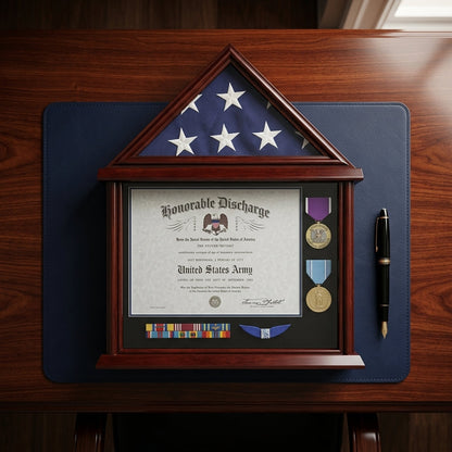 Flag Connections 3’x 5’ Flag Display Case Frame Shadow Box, with Certificate and Document Holder