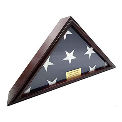 Flags Connections - 5x9 Burial/Funeral/Veteran Flag Elegant Display Case, Solid Wood, Cherry Finish, Flat Base (5x9, Flat).