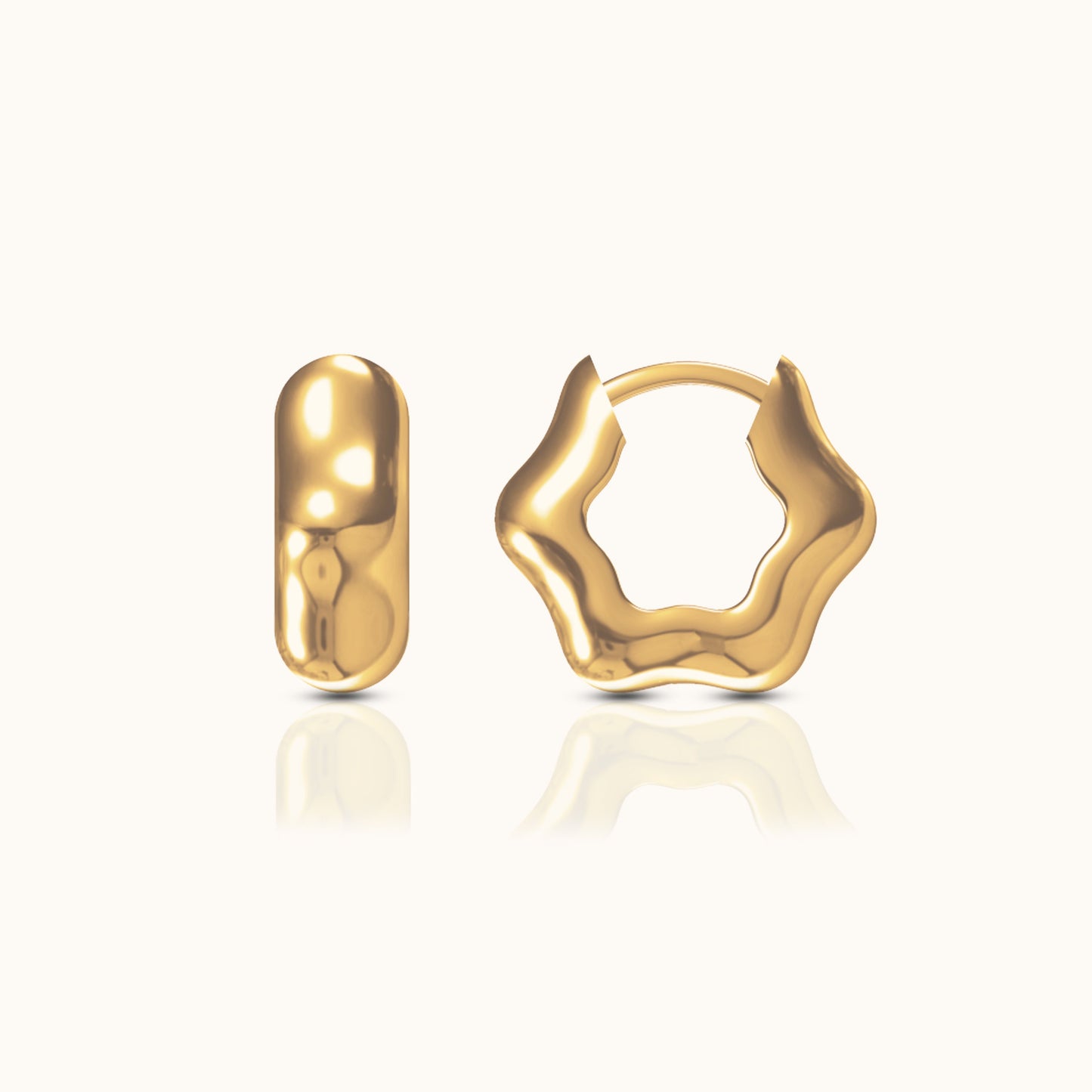 Floral Hexagon Chubby Hoop Earrings