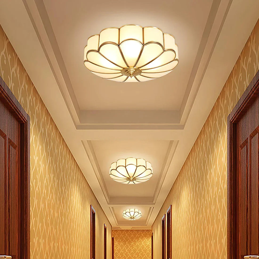Floral Glass Flush Mount Ceiling Light