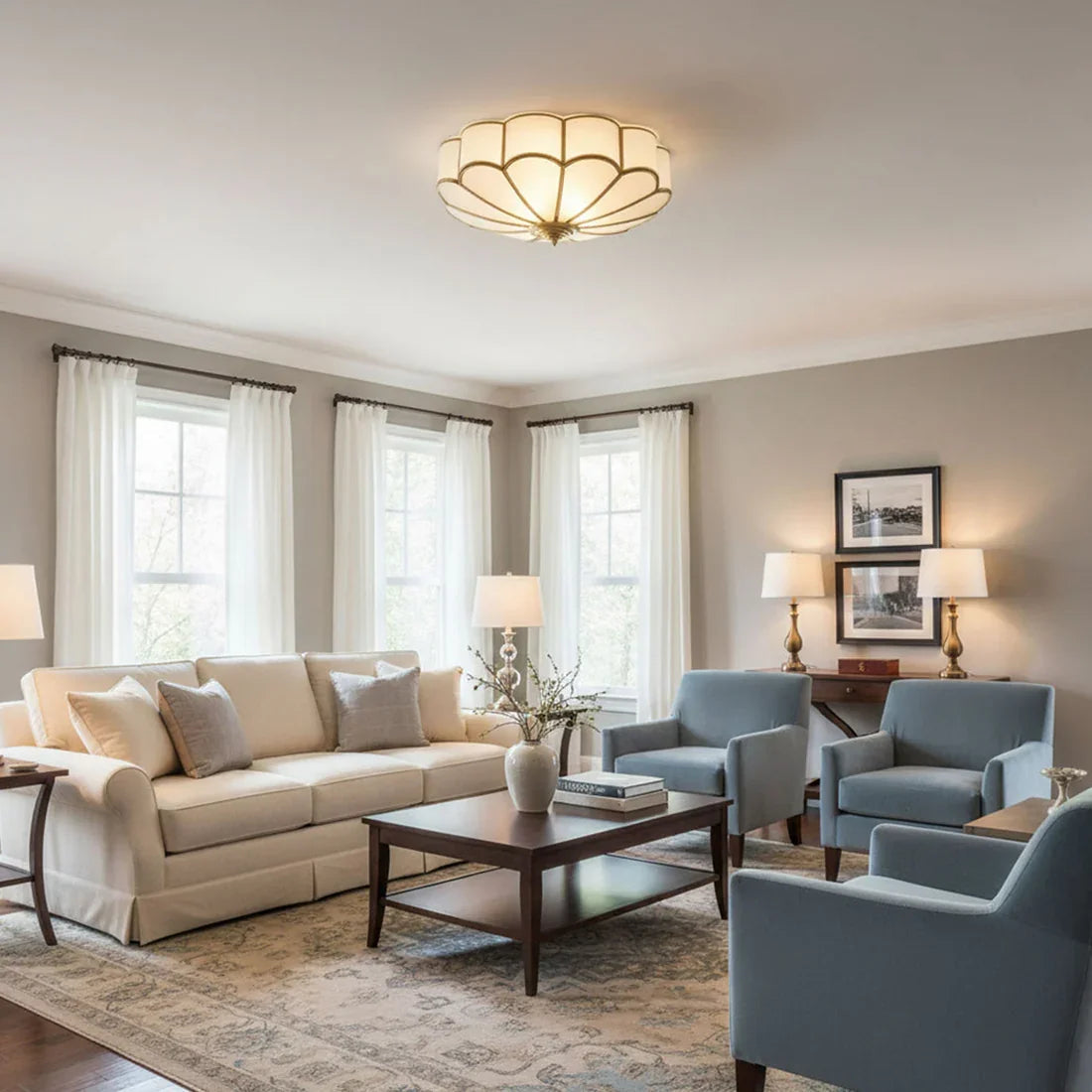 Floral Glass Flush Mount Ceiling Light