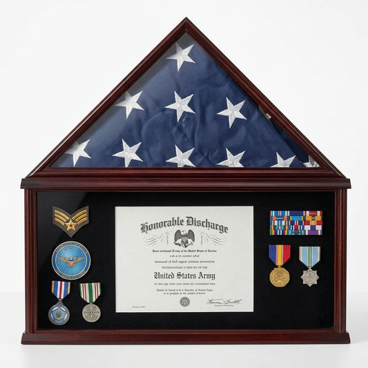 Elegant Memorial/Funeral Flag Display Case Storage Military Shadow Box