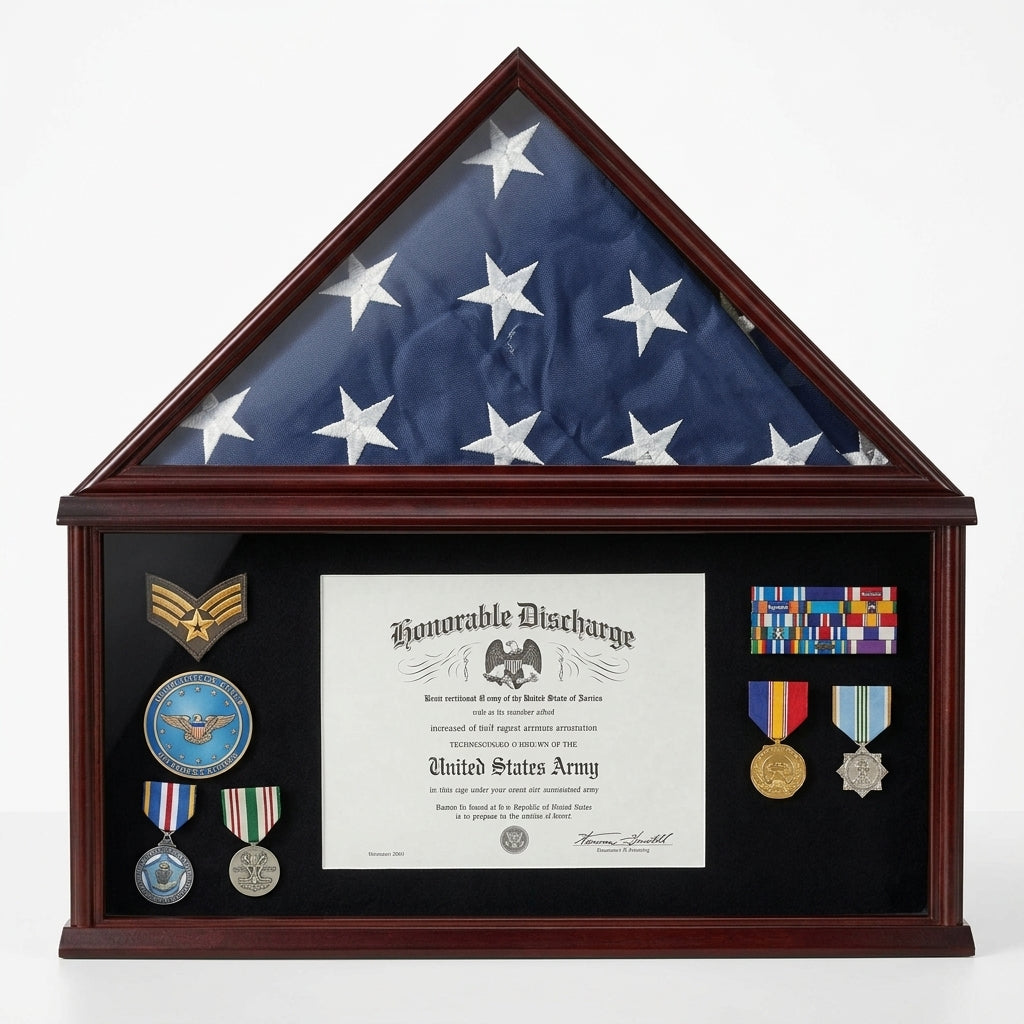 Large Military Shadow Box Frame Memorial Burial Funeral Flag Display Case - 5' X 9.5' Flag