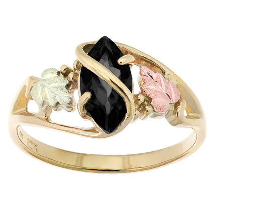 Marquise Onyx - Black Hills Gold Ladies Ring
