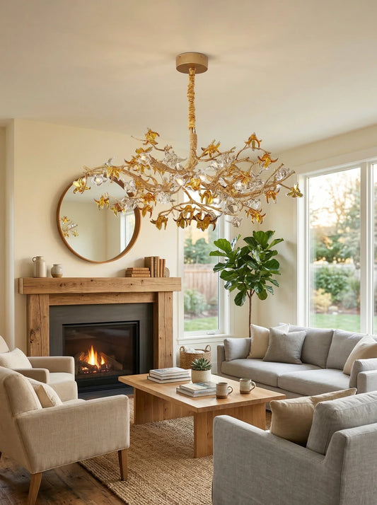 Aosta Brass Glass Flower Chandelier