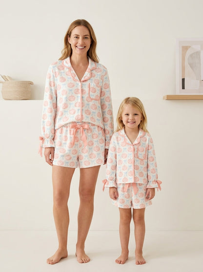 Mommy and Me Fall Pumpkin Print Pajama Set