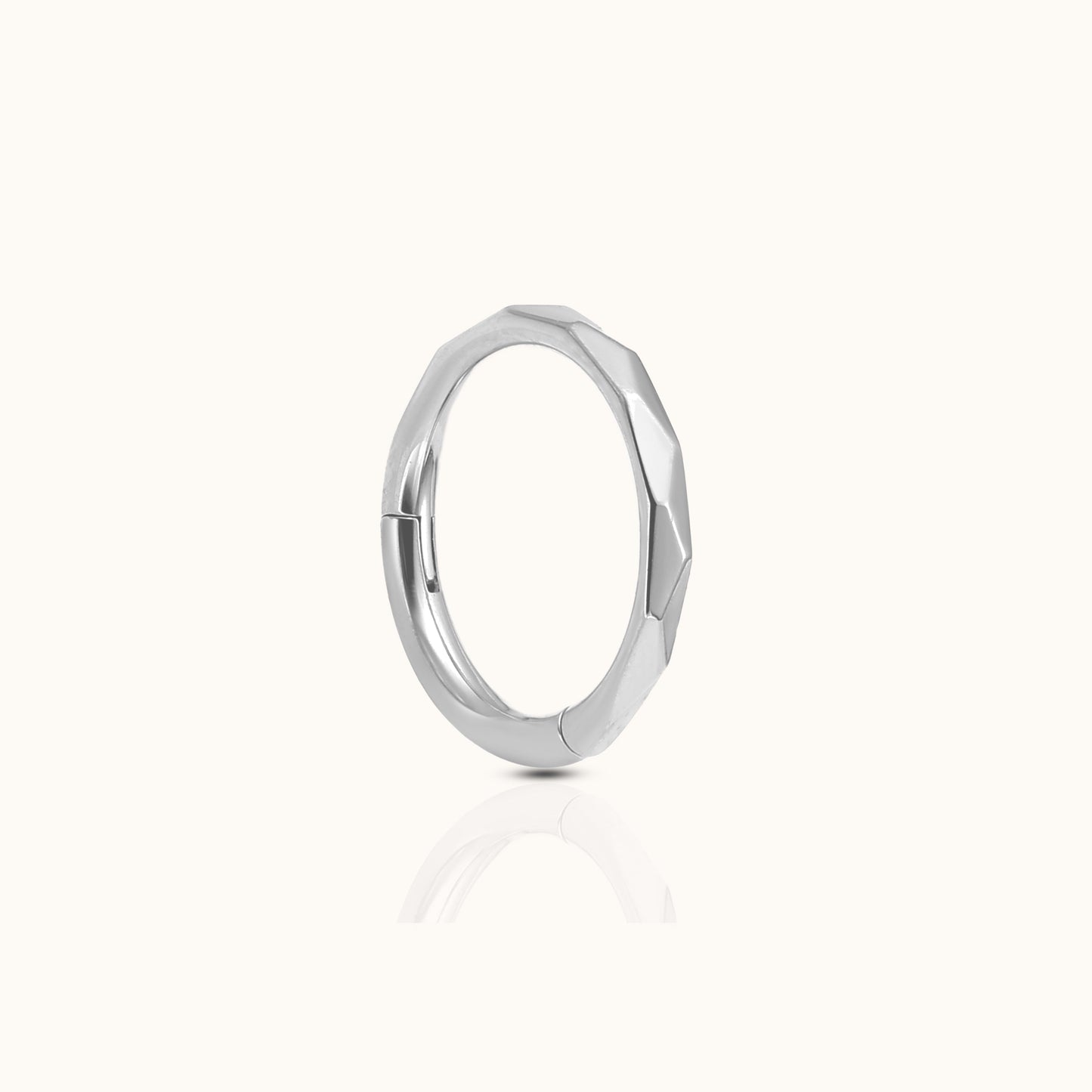Geometric Cut Clicker Titanium Hinged Hoop Earring