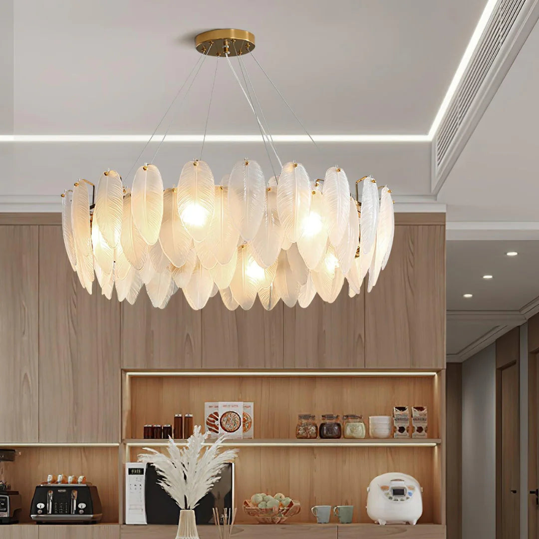 Glass Frosted Feather Chandelier