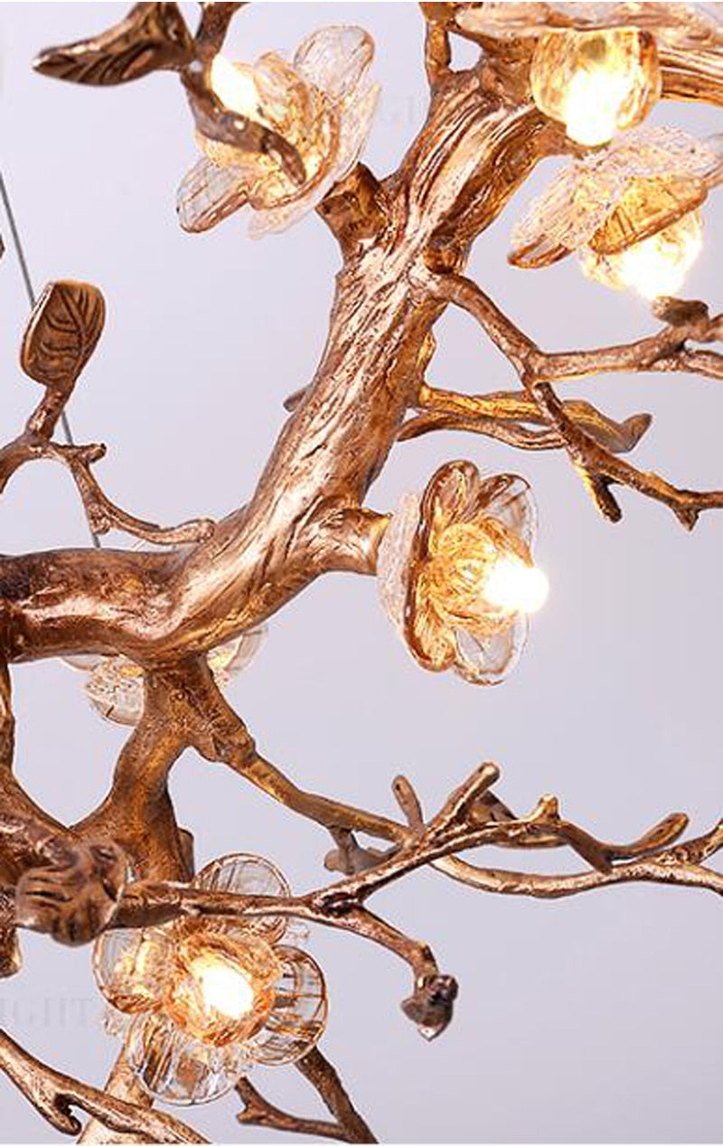 Glass Flower Tree Branch Chandelier