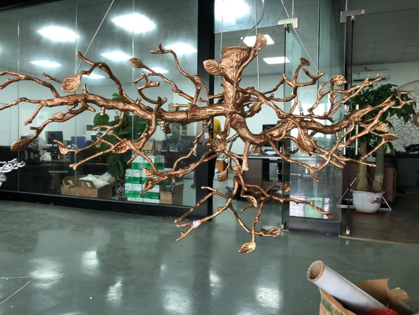 Glass Flower Tree Branch Chandelier