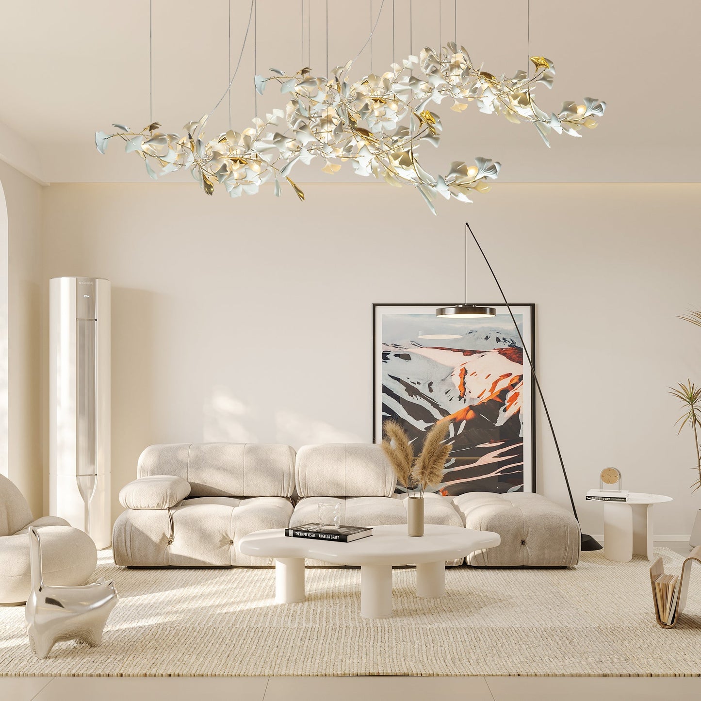 Gold White Leaves Combination Gingko Chandeliers