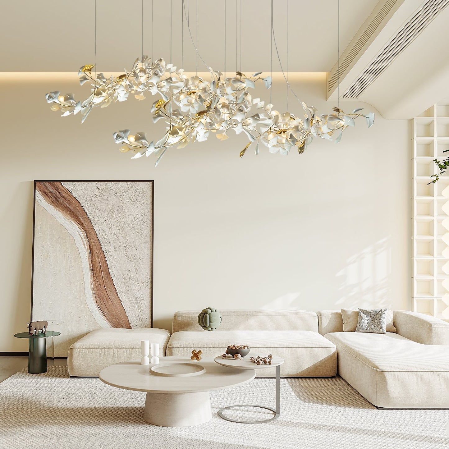 Gold White Leaves Combination Gingko Chandeliers