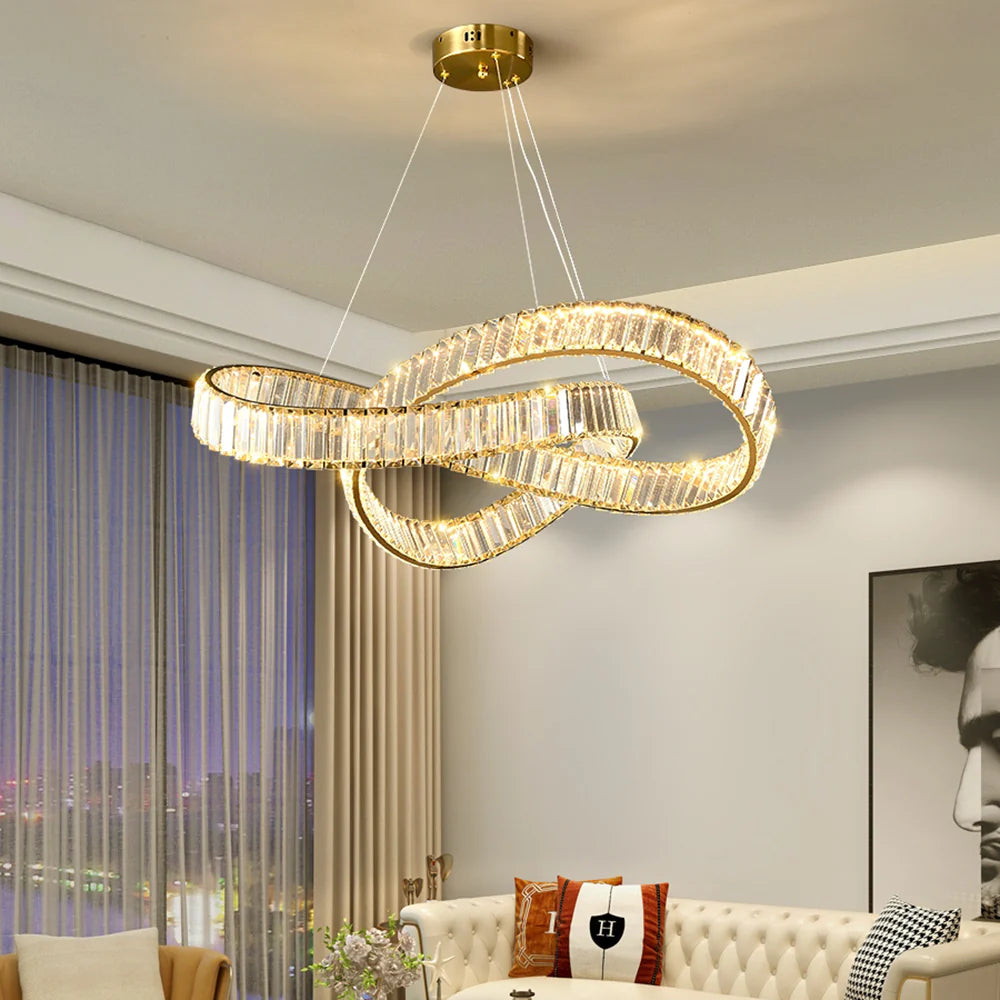 Golden Ring Round Crystal Chandelier