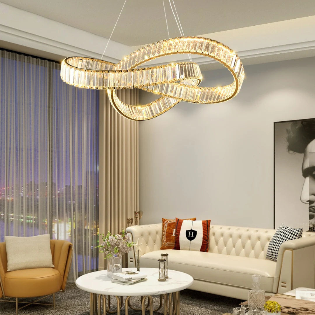 Golden Ring Round Crystal Chandelier