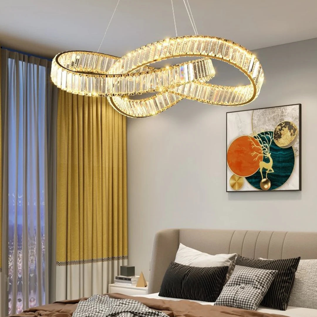 Golden Ring Round Crystal Chandelier