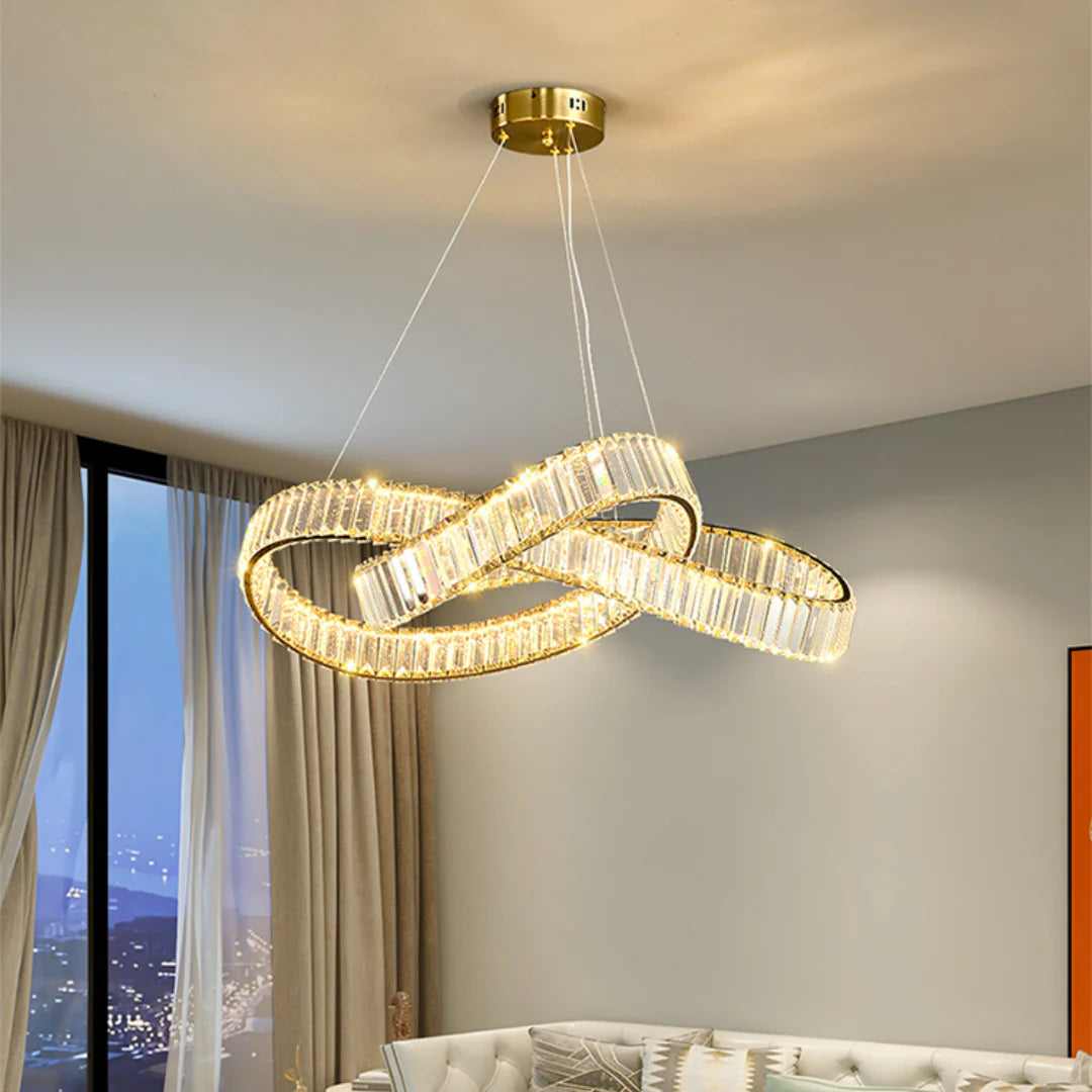Golden Ring Round Crystal Chandelier