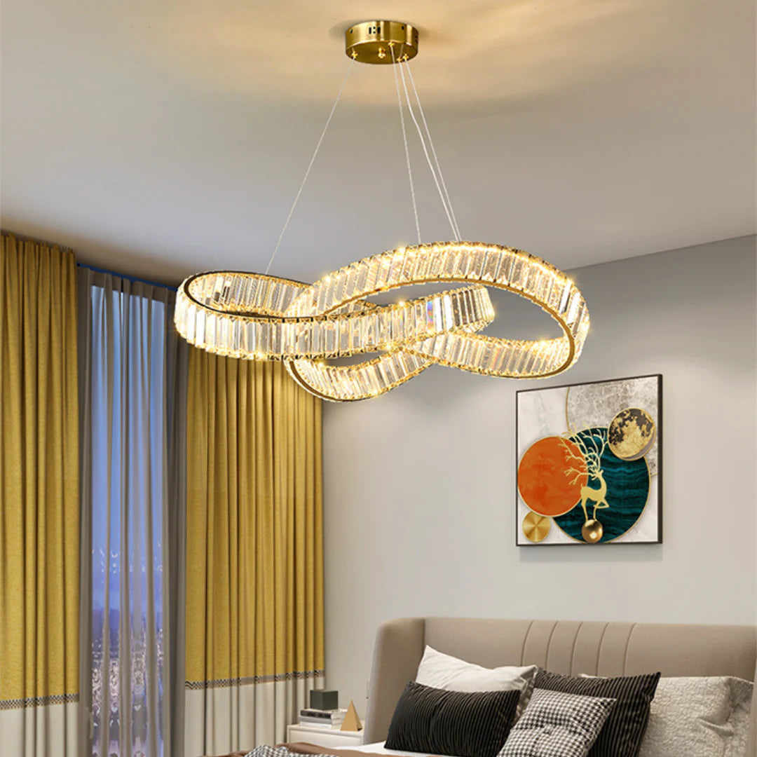 Golden Ring Round Crystal Chandelier