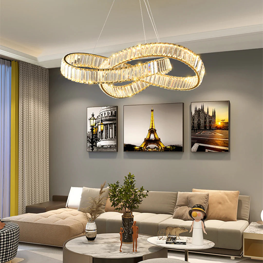 Golden Ring Round Crystal Chandelier
