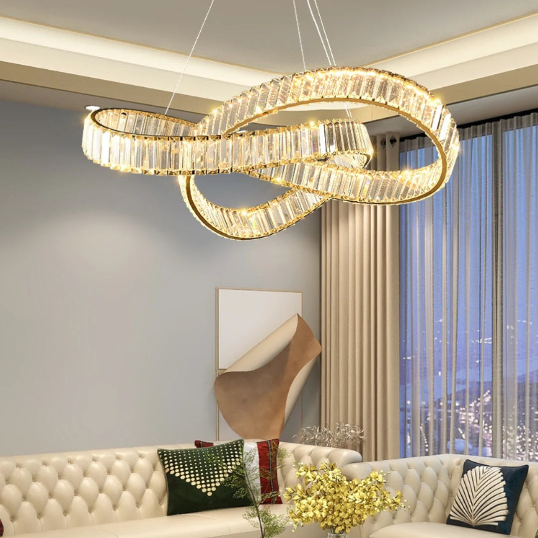 Golden Ring Round Crystal Chandelier