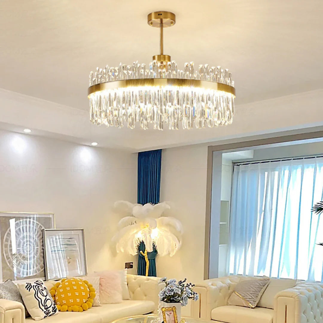 Golden Round Crystal Chandelier