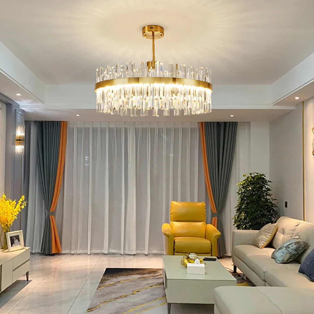 Golden Round Crystal Chandelier