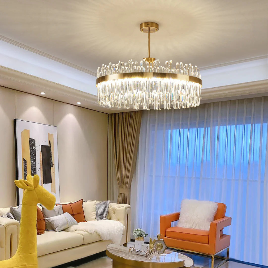 Golden Round Crystal Chandelier