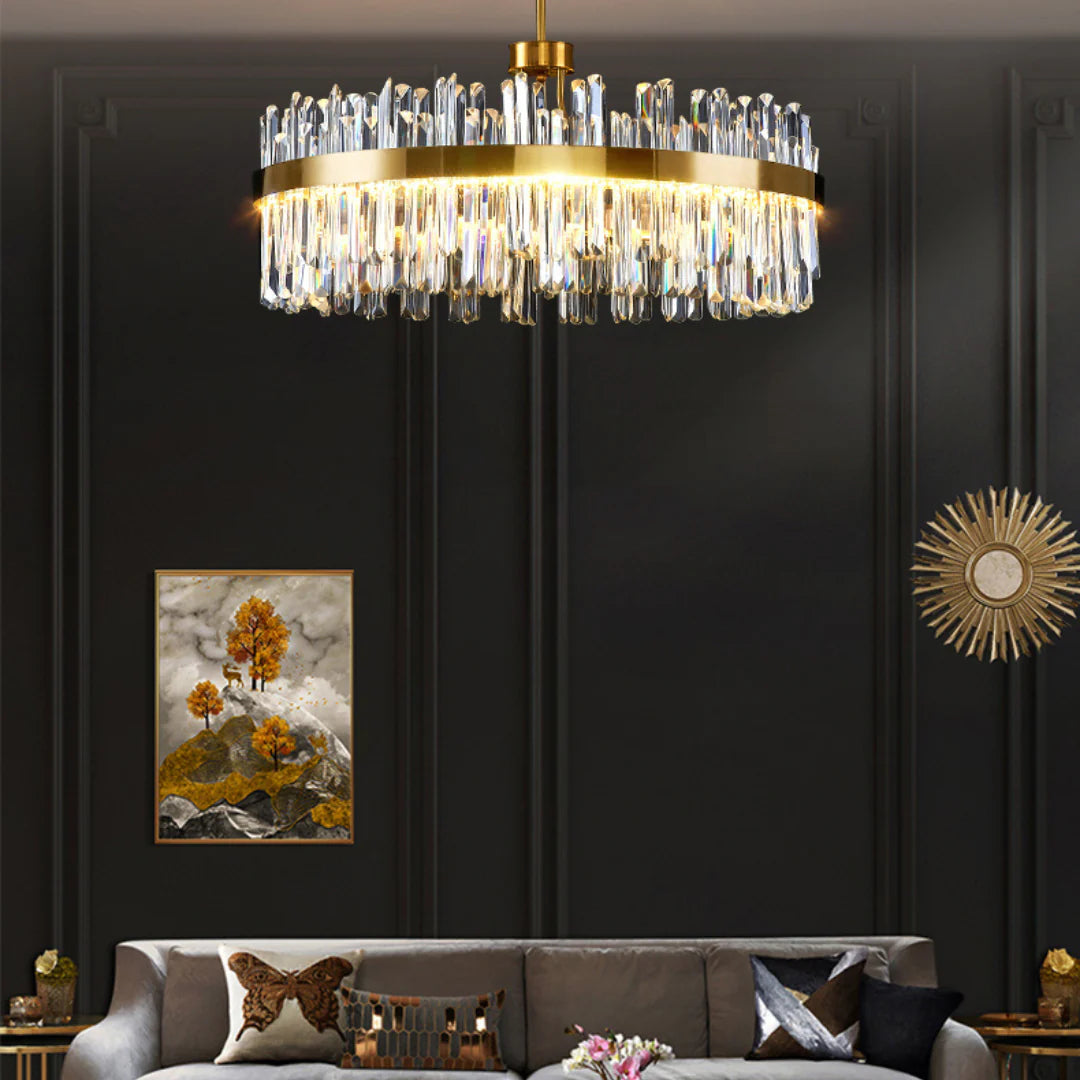 Golden Round Crystal Chandelier