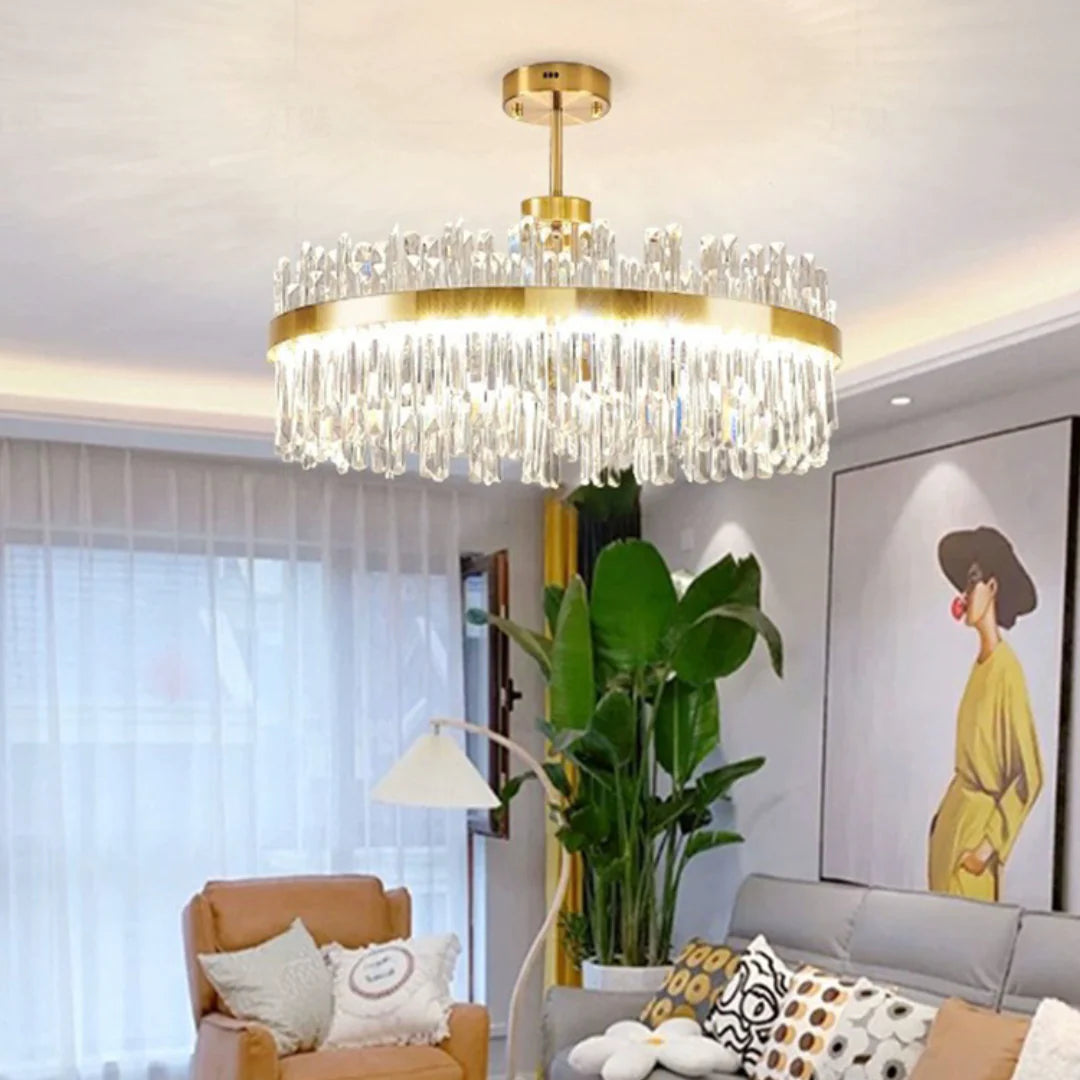 Golden Round Crystal Chandelier