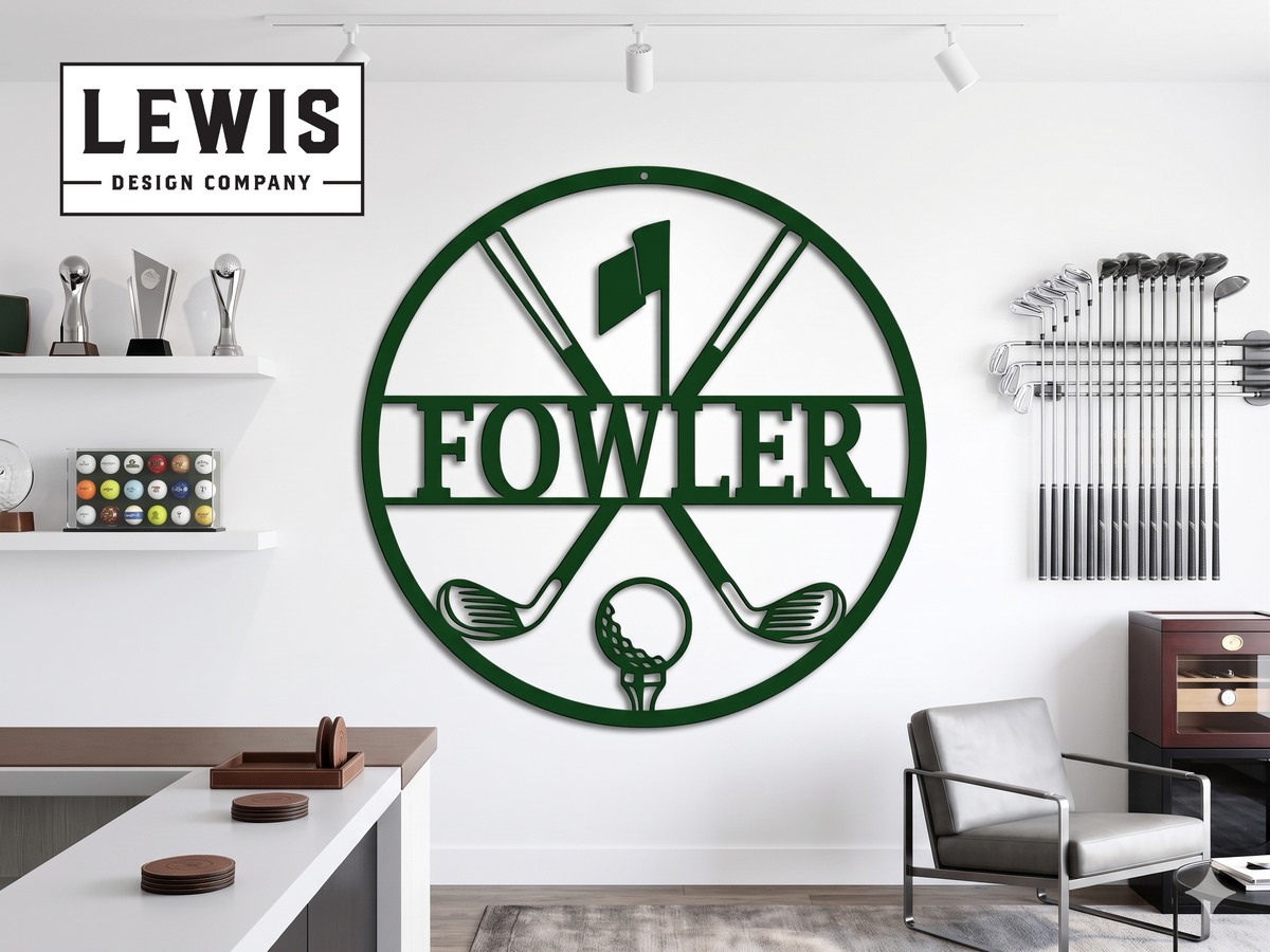 Personalized Golf Metal Sign | Custom Golf Monogram Wall Art