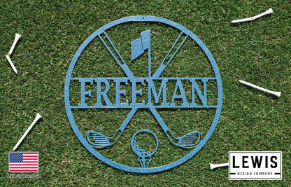 Personalized Golf Metal Sign | Custom Golf Monogram Wall Art