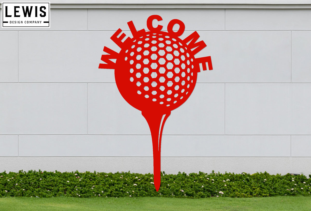 Golf Ball and Tee Welcome Sign