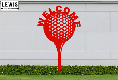 Golf Ball and Tee Welcome Sign