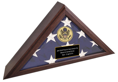 Personalized Army Flag Display Case, Army medallion flag  box American Made  - US Army Retirement Gift, Army Burial Flag Display case