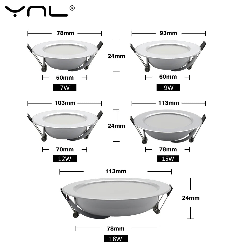 7W 9W 12W 15W 18W Spot LED Downlight AC 220V 240V Waterproof Warm White Cold White Kitchen Round Recessed Lamp LED Spot Lighting
