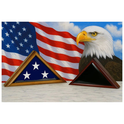 Heritage Flag Display Case for 5ft x 9.5ft Flag, solid wood flag